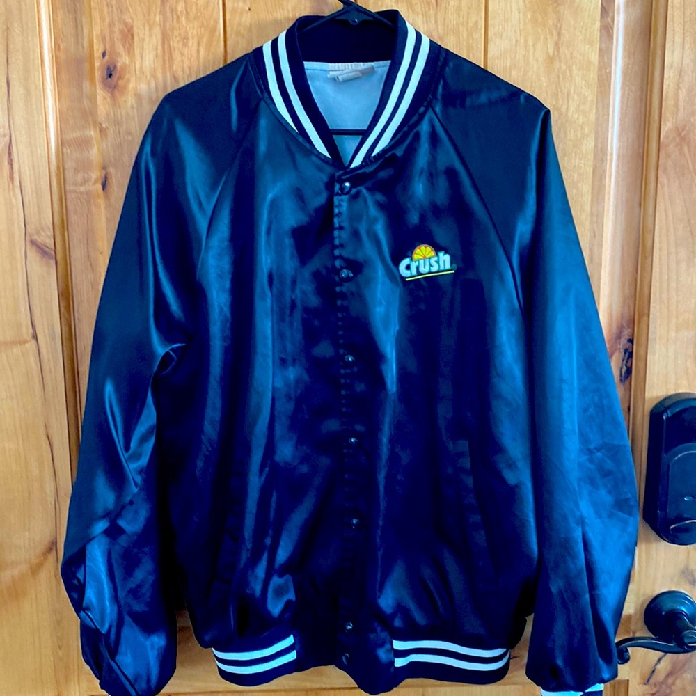 Vintage Super Rare nylon crush orange soda varsity jacket in black XL